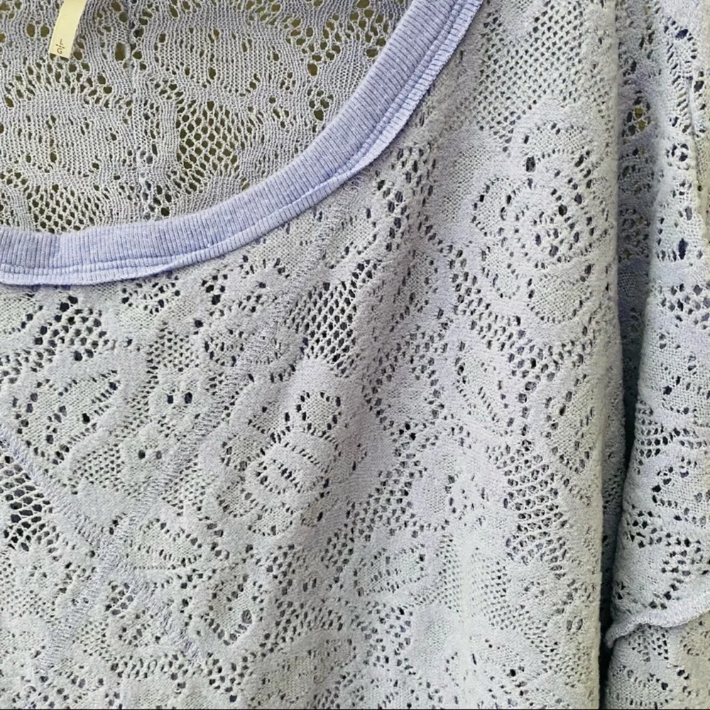 Free People Not Cold in This Lace Long Sleeve Top Purple Sz Large - Picture 4 of 10
